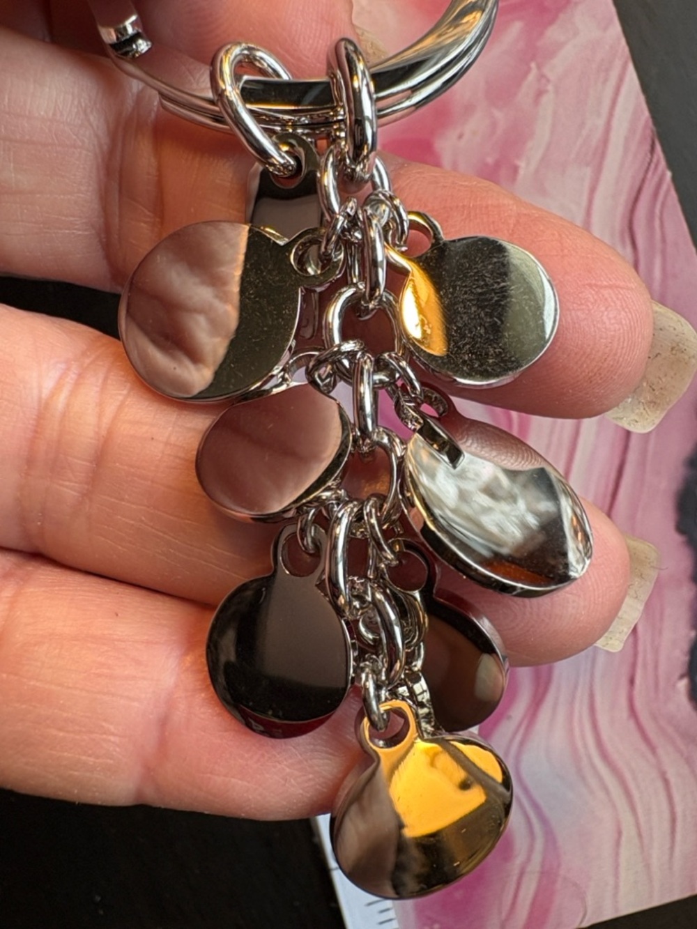 COACH Pink and Silver Logo Charm Keyring - Picture 7 of 7